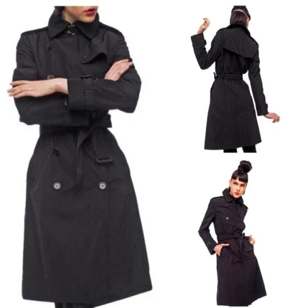 Norma Kamali Belted Trench Jacket Women's Black Size X-Small XS